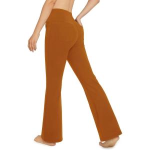 imageG4Free Bootcut Yoga Pants with 4 Pockets Flare Leggings for Women High Waisted Casual Dress PantsBrown Sugar