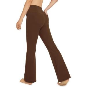 imageG4Free Bootcut Yoga Pants with 4 Pockets Flare Leggings for Women High Waisted Casual Dress PantsDark Brown