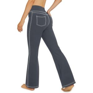 imageG4Free Bootcut Yoga Pants with 4 Pockets Flare Leggings for Women High Waisted Casual Dress PantsGrey