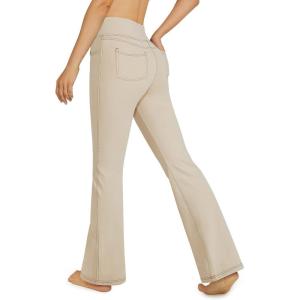 imageG4Free Bootcut Yoga Pants with 4 Pockets Flare Leggings for Women High Waisted Casual Dress PantsKhaki