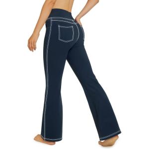 imageG4Free Bootcut Yoga Pants with 4 Pockets Flare Leggings for Women High Waisted Casual Dress PantsNavy