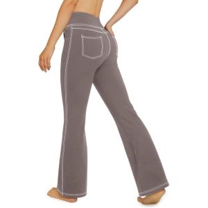 imageG4Free Bootcut Yoga Pants with 4 Pockets Flare Leggings for Women High Waisted Casual Dress PantsTaupe