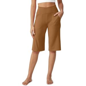 imageG4Free Capri Pants for Women 14quot Knee Length Wide Leg Yoga Capris Dressy Casual Summer Crop Pants with PocketsCoca Mocha