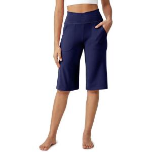 imageG4Free Capri Pants for Women 14quot Knee Length Wide Leg Yoga Capris Dressy Casual Summer Crop Pants with PocketsRoyal Blue
