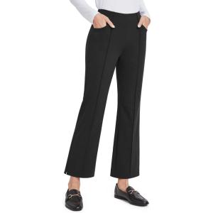 imageG4Free Dress Work Pants Women Yoga Business Casual Pants with Pockets Strechy Flare Wide Leg Ankle Pants 25quot27quot29quotBlack