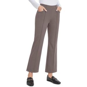 imageG4Free Dress Work Pants Women Yoga Business Casual Pants with Pockets Strechy Flare Wide Leg Ankle Pants 25quot27quot29quotTaupe
