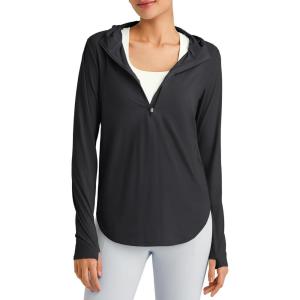 imageG4Free Lightbreeze Womens UPF 50 Sun Shirts with Hoodie Long Sleeve Workout Tops Half Zip Rash Guard Hiking FishingBlack