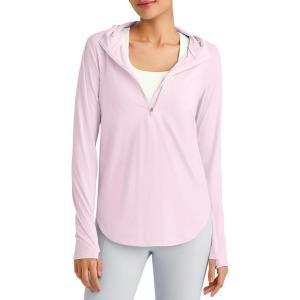 imageG4Free Lightbreeze Womens UPF 50 Sun Shirts with Hoodie Long Sleeve Workout Tops Half Zip Rash Guard Hiking FishingPink