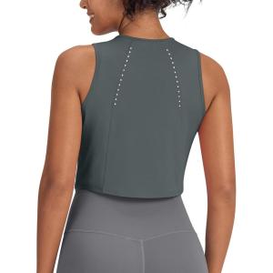 imageG4Free Lightweight Workout Tank Tops for Women Fast Dry Athletic Gym Crop Top Sleeveless Running ShirtsGray