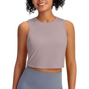 imageG4Free Lightweight Workout Tank Tops for Women Fast Dry Athletic Gym Crop Top Sleeveless Running ShirtsGray Lilac