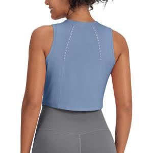 imageG4Free Lightweight Workout Tank Tops for Women Fast Dry Athletic Gym Crop Top Sleeveless Running ShirtsSmog Blue