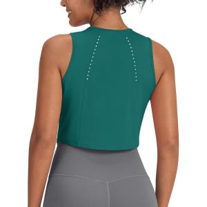 imageG4Free Lightweight Workout Tank Tops for Women Fast Dry Athletic Gym Crop Top Sleeveless Running ShirtsTeal