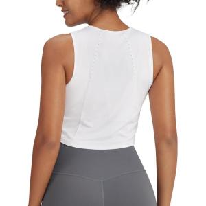 imageG4Free Lightweight Workout Tank Tops for Women Fast Dry Athletic Gym Crop Top Sleeveless Running ShirtsWhite
