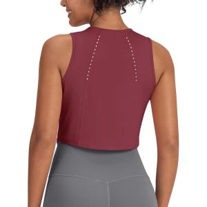 imageG4Free Lightweight Workout Tank Tops for Women Fast Dry Athletic Gym Crop Top Sleeveless Running ShirtsWine Red