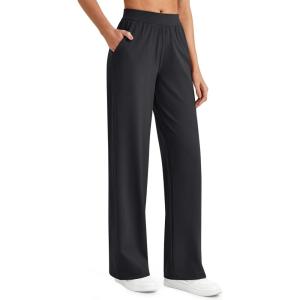 imageG4Free ShiftReady Women Trousers Yoga Pants with Pockets Wide Leg Stretchy Dress Pant Work Slack PetiteRegularTallBlack