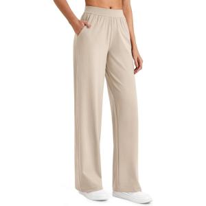 imageG4Free ShiftReady Women Trousers Yoga Pants with Pockets Wide Leg Stretchy Dress Pant Work Slack PetiteRegularTallLight Khaki
