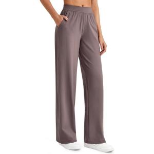 imageG4Free ShiftReady Women Trousers Yoga Pants with Pockets Wide Leg Stretchy Dress Pant Work Slack PetiteRegularTallTaupe