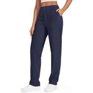 imageG4Free ShiftReady Yoga Pants Women High Waist Dress Work Pants with Pockets Wide Leg Business Casual Trousers 28quot30quot32quotDark Blue