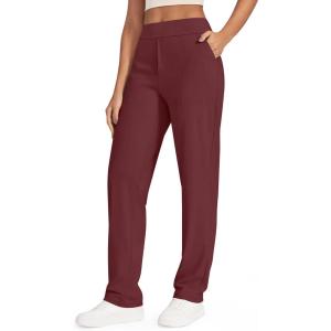 imageG4Free ShiftReady Yoga Pants Women High Waist Dress Work Pants with Pockets Wide Leg Business Casual Trousers 28quot30quot32quotDark Burgundy