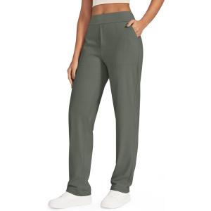 imageG4Free ShiftReady Yoga Pants Women High Waist Dress Work Pants with Pockets Wide Leg Business Casual Trousers 28quot30quot32quotGray Sage