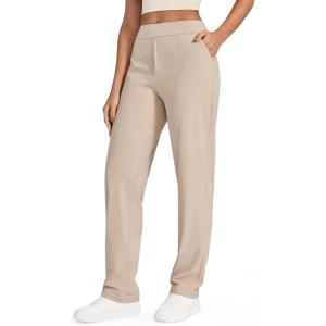 imageG4Free ShiftReady Yoga Pants Women High Waist Dress Work Pants with Pockets Wide Leg Business Casual Trousers 28quot30quot32quotLight Khaki