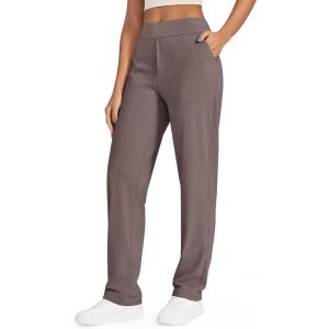 imageG4Free ShiftReady Yoga Pants Women High Waist Dress Work Pants with Pockets Wide Leg Business Casual Trousers 28quot30quot32quotTaupe