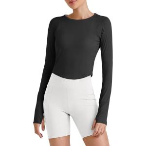 imageG4Free UPF 50 Rash Guard for Women Long Sleeve Workout Tops Lightweight Sun Shirts UV Protection Athletic HikingBlack