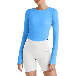 imageG4Free UPF 50 Rash Guard for Women Long Sleeve Workout Tops Lightweight Sun Shirts UV Protection Athletic HikingOcean Blue