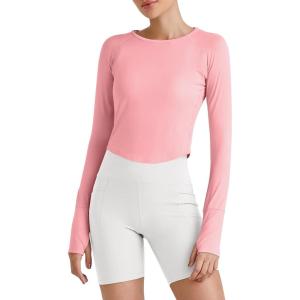 imageG4Free UPF 50 Rash Guard for Women Long Sleeve Workout Tops Lightweight Sun Shirts UV Protection Athletic HikingPink