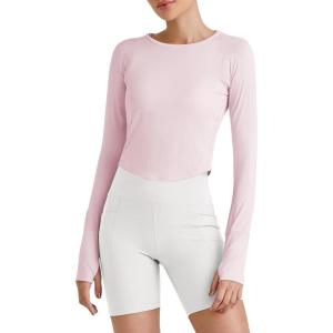 imageG4Free UPF 50 Rash Guard for Women Long Sleeve Workout Tops Lightweight Sun Shirts UV Protection Athletic HikingSmoky Blush