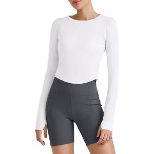 imageG4Free UPF 50 Rash Guard for Women Long Sleeve Workout Tops Lightweight Sun Shirts UV Protection Athletic HikingWhite