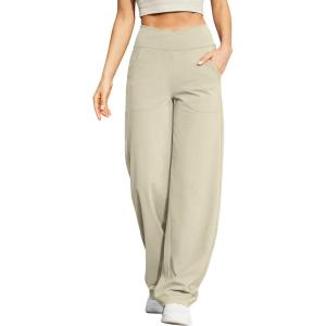 imageG4Free Wide Leg Pants for Women Loose Yoga Pants with Pockets PetiteRegularTall Stretch Casual Lounge PantsApricot