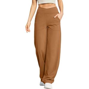imageG4Free Wide Leg Pants for Women Loose Yoga Pants with Pockets PetiteRegularTall Stretch Casual Lounge PantsCoca Mocha