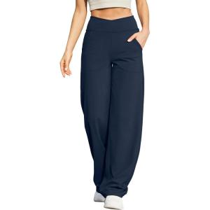 imageG4Free Wide Leg Pants for Women Loose Yoga Pants with Pockets PetiteRegularTall Stretch Casual Lounge PantsDark Navy