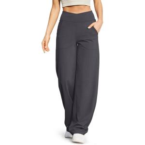 imageG4Free Wide Leg Pants for Women Loose Yoga Pants with Pockets PetiteRegularTall Stretch Casual Lounge PantsDeep Grey