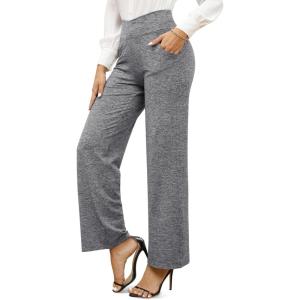 imageG4Free Wide Leg Pants for Women Loose Yoga Pants with Pockets PetiteRegularTall Stretch Casual Lounge PantsHeather Grey