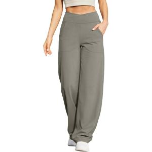 imageG4Free Wide Leg Pants for Women Loose Yoga Pants with Pockets PetiteRegularTall Stretch Casual Lounge PantsMocha Brown
