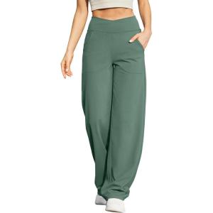 imageG4Free Wide Leg Pants for Women Loose Yoga Pants with Pockets PetiteRegularTall Stretch Casual Lounge PantsSage Green