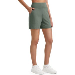 imageG4Free Womens 5 Athletic Shorts High Waisted Running Yoga Shorts Summer Casual Shorts with PocketsGrey Sage