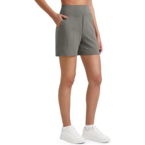 imageG4Free Womens 5 Athletic Shorts High Waisted Running Yoga Shorts Summer Casual Shorts with PocketsTaupe