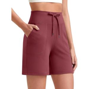 imageG4Free Womens Athletic Running Shorts High Waisted Bermuda Summer Casual Shorts for Golf Yoga with PocketsDark Burgundy