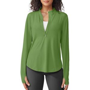 imageG4Free Womens UPF 50 Sun Shirts Lightweight Quick Dry Long Sleeve Workout Tops Lightweight Running PulloverArmy Green