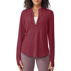 imageG4Free Womens UPF 50 Sun Shirts Lightweight Quick Dry Long Sleeve Workout Tops Lightweight Running PulloverBurgundy