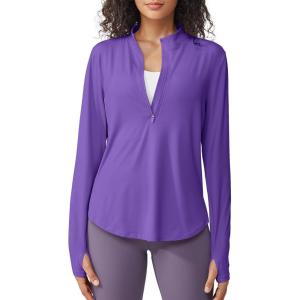 imageG4Free Womens UPF 50 Sun Shirts Lightweight Quick Dry Long Sleeve Workout Tops Lightweight Running PulloverDark Purple