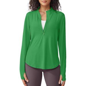 imageG4Free Womens UPF 50 Sun Shirts Lightweight Quick Dry Long Sleeve Workout Tops Lightweight Running PulloverForest Green