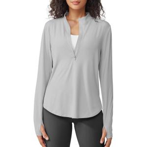imageG4Free Womens UPF 50 Sun Shirts Lightweight Quick Dry Long Sleeve Workout Tops Lightweight Running PulloverGray