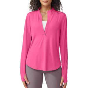 imageG4Free Womens UPF 50 Sun Shirts Lightweight Quick Dry Long Sleeve Workout Tops Lightweight Running PulloverHot Pink