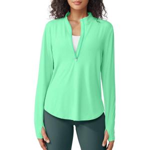 imageG4Free Womens UPF 50 Sun Shirts Lightweight Quick Dry Long Sleeve Workout Tops Lightweight Running PulloverMint