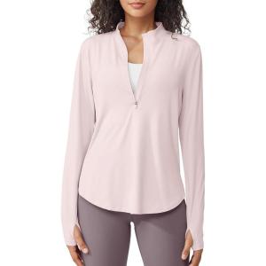 imageG4Free Womens UPF 50 Sun Shirts Lightweight Quick Dry Long Sleeve Workout Tops Lightweight Running PulloverSmoky Blush