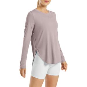 imageG4Free Womens UPF 50 UV Shirts Long Sleeve Workout Sun Shirt Outdoor Gym Hiking Tops Quick Dry LightweightGray Lilac